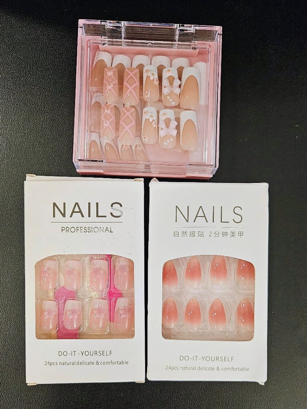 💯 3 Set of Pink Press-On Nails 💯